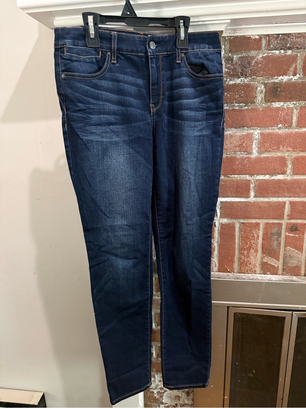 Chico's Platinum Jegging in Dark Blue with Gold Stitching